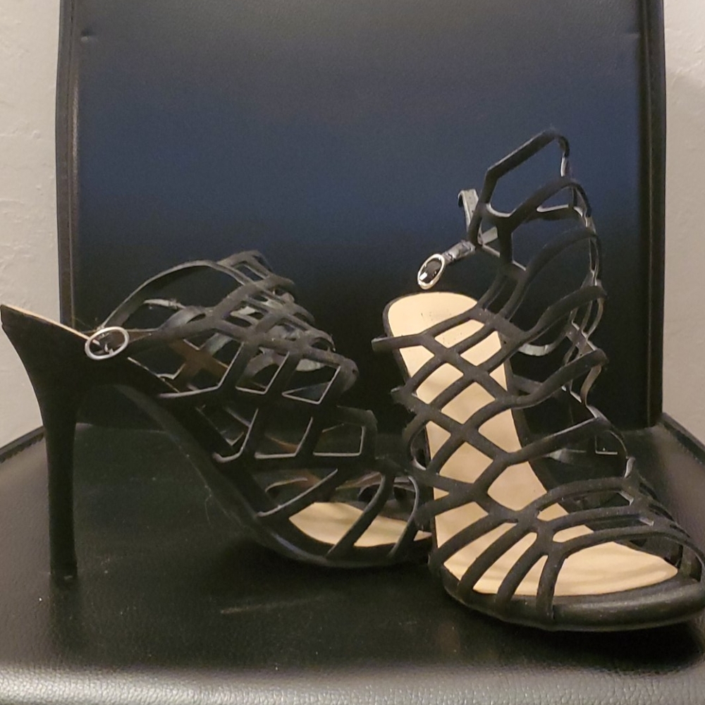 Black strappy heels